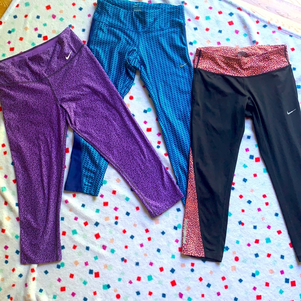 Set of 3 Nike Dri-Fit Fitted Crop Leggings